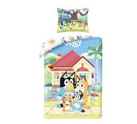 Halantex Bluey - Juego de cama con diseño de animales con diseño de animales y perros - Funda nórdica reversible de 140 x 200 cm y funda de almohada de 70 x 90 cm - Multicolor - 100% algodón
