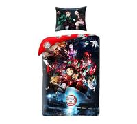Halantex Demon Slayer - Juego de cama (140 x 200 cm, incluye funda de almohada, poliéster)