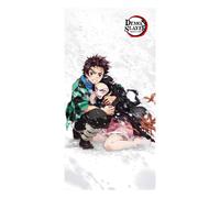 Halantex Demon Slayer Tanjiro y Nezuko Kamado - Toalla de Playa - 100% algodón - Tamaño 70 x 140 cm