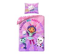 Halantex Gabby's Dollhouse Calling All Party Cats - Juego de cama "La casa de muñecas", funda nórdica de 140 x 200 cm con funda de almohada de 70 x 90 cm - 100% poliéster multicolor