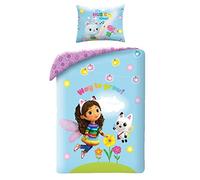 Halantex Gabby's Dollhouse Way to Grow - Juego de cama con funda nórdica de 140 x 200 cm y funda de almohada de 70 x 90 cm, 100% algodón, multicolor