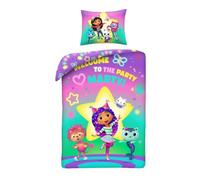 Halantex Gabby's Dollhouse Welcome to the Party Marty - Gabby La casa de muñecas - Juego de cama funda nórdica de 140 x 200 cm con funda de almohada de 70 x 90 cm - 100% poliéster multicolor
