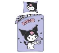 Halantex HELLO KITTY KUROMI - Juego de cama funda nórdica 140 x 200 cm + funda de almohada 70 x 90 cm - Reversible - 100% poliéster - Color violeta