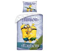 Halantex Juego de cama de Minions de Gru, mi villano favorito, funda nórdica de 140 x 200 cm y funda de almohada de 70 x 90 cm, 100% algodón, multicolor