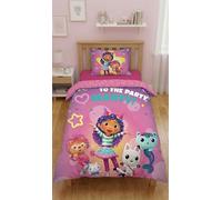 Halantex - Juego de cama infantil Gabby y la casa mágica, funda nórdica de 140 x 200 cm + funda de 70 x 90 cm - Licencia oficial - 100% poliéster - edredón para niña