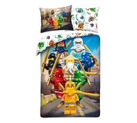 Halantex Juego de cama Lego Ninjago Team - Funda nórdica reversible 140 x 200 cm + funda de almohada - 100% algodón