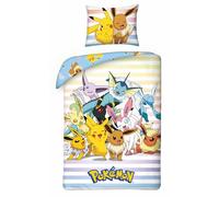 Halantex Juego de Cama Pokemon POK322 Funda de Edredón Reversible de 160 x 200 cm y Funda de Almohada de 70 x 80 cm, Multicolor, 100% Algodón