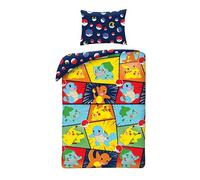 Halantex Juego de cama Pokemon y Pokeball, multicolor, 2 piezas 140 x 200 cm + 1 funda de almohada, 100% algodón, Öko-Tex, cama individual