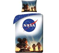 Halantex Juego de Ropa de Cama Infantil, Diseño de Astronautas de la NASA Cosmos 140 x 200 cm y Funda de Almohada, 100% Algodón, Certificado Öko-Tex