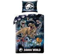 Halantex Jurassic Dinosaurios T-Rex - Juego de cama funda nórdica de 140 x 200 cm con funda de almohada de 70 x 90 cm - 100% poliéster multicolor