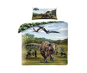 Halantex - JW2-21BL - Juego de Cama Jurassic World Dinosaurs TRICERATOPE T-Rex Funda Nórdica y Funda de Almohada Oficial - Multicolor - 100% Algodón - 140x200cm + 70x90cm