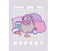 Halantex Manta polar Pusheen The Cat Cat Snack Play Nap Repeat - 100% poliéster - Dimensiones 130 x 170 cm - Color violeta