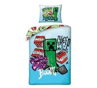 Halantex Minecraft Boom - Juego de Cama (100% algodón, Funda nórdica Reversible, 140 x 200 cm, Incluye Funda de Almohada