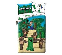 Halantex Minecraft - Juego de cama (140 x 200 cm + 70 x 90 cm, 100% algodón)