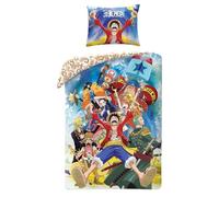 Halantex Monkey D. Luffy One Piece - Juego de cama y varios personajes, funda nórdica 140 x 200 cm con funda de almohada 70 x 90 cm, 100% poliéster, multicolor