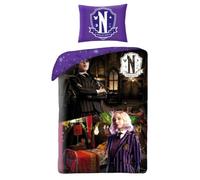 Halantex WEDNESDAY con ENID SINCLAIR - Funda nórdica de 140 x 200 cm con funda de almohada de 70 x 90 cm - 100% poliéster - Multicolor