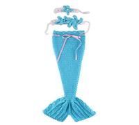 HALAWAKA Conjunto de ropa de fotografía de bebé recién nacido, hecho a mano, bonito disfraz de punto para niños y niñas, Azul sirena, One Size