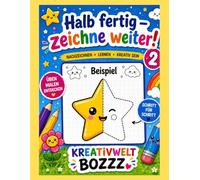 Halb fertig - zeichne weiter! 2: Lustiges Nachzeichnungsbuch für Kinder ab 4 Jahren - Halbe Bilder fertigzeichnen, Kreativität fördern & spielerisch zeichnen lernen