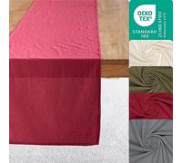 Halbach Camino de Mesa de Seda Rojo (40 x 160 cm) - Camino de Mesa Certificado de 100 % algodón - fácil de Limpiar e Ideal para el día a día, Camino de Mesa de Boda o cumpleaños