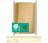 Halbach Cinta de seda de alta calidad, ancho 40 mm, longitud 25 m, flecos con certificado Öko-Tex 100, fabricado en Alemania, color: dorado claro