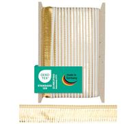 Halbach Cinta de seda de alta calidad, autoadhesiva, ancho 40 mm, longitud 25 m, flecos con certificado Öko-Tex 100, fabricado en Alemania, color: dorado claro