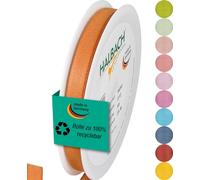 Halbach Cinta de seda para regalo, ancho de 10 mm, longitud 25 m, cinta de lazo fabricada en Alemania, en variedad de colores y anchos, perfecta para envolver y decorar, color: coñac