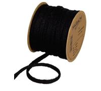 Halbach Cinta de Seda para Tejer de Lana (Vegana), Ancho: 8 mm, Longitud: 15 m, Hilo de Manguera rellenable con Alambre para proyectos DIY y Placas de Nombre, Color: Negro