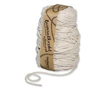 Halbach Cintas de Seda de algodón Reciclado | Ancho 5 mm Longitud 80 Metros | Hilo de algodón sostenible para macramé o Manualidades | Color: Natural