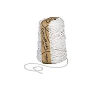 Halbach Cintas de Seda de algodón Reciclado | Ancho 5 mm Longitud 80 Metros | Hilo de algodón sostenible para macramé o Manualidades | Color: Blanco