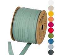 Halbach Seidenbänder Cinta de algodón de 10 mm x 30 m, cinta para manualidades, venta al metro, cinta de tela para decoración, cinta 100% algodón, para manualidades, costura al bies, color: verde