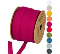 Halbach Seidenbänder Cinta de algodón de 10 mm x 30 m, cintas para manualidades, venta por metros, cinta de tela para decoración, cinta tejida 100% algodón, manualidades, cinta al bies, costura