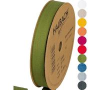 Halbach Seidenbänder Cinta de algodón de 20 mm x m, cintas para manualidades, por metros, cinta de tela para decoración, cinta tejida, 100% algodón, manualidades, costura al bies, color verde, 24500