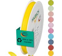 Halbach Seidenbänder Cinta de regalo | Ancho 10 mm Longitud 25 m | Cinta de lazo fabricada en Alemania | Cintas de regalo en variedad de colores y anchos, perfecta para envolver y decorar, color: limón
