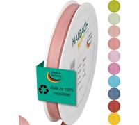 Halbach Seidenbänder Cinta de regalo | Ancho 10 mm Longitud 25 m | Cinta de lazo fabricada en Alemania | Cintas de regalo en variedad de colores y anchos, perfecta para envolver y decorar, color: rosa