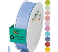 Halbach Seidenbänder Cinta de regalo | Ancho 25 mm Longitud 25 m | Cinta de lazo fabricada en Alemania | Cintas de regalo en variedad de colores y anchos, perfecta para envolver y decorar, color: azul