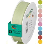Halbach Seidenbänder Cinta de regalo | Ancho 25 mm Longitud 25 m | Cinta de lazo fabricada en Alemania | Cintas de regalo en variedad de colores y anchos, perfecta para envolver y decorar, color: verde pálido