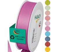 Halbach Seidenbänder Cinta de regalo | Ancho 25 mm Longitud 25 m | Cinta de lazo fabricada en Alemania | Cintas de regalo en variedad de colores y anchos, perfecta para envolver y decorar, color: rosa