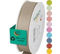 Halbach Seidenbänder Cinta de regalo | Ancho 25 mm Longitud 25 m | Cinta de lazo fabricada en Alemania | Cintas de regalo en variedad de colores y anchos, perfecta para envolver y decorar, color: lino
