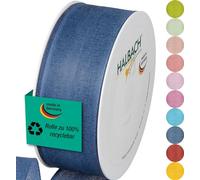 Halbach Seidenbänder Cinta de regalo | Ancho 40 mm Longitud 25 m | Cinta de lazo fabricada en Alemania | Cintas de regalo en variedad de colores y anchos, perfecta para envolver y decorar, color: azul