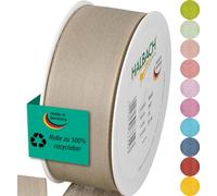 Halbach Seidenbänder Cinta de regalo | Ancho 40 mm Longitud 25 m | Cinta de lazo fabricada en Alemania | Cintas de regalo en variedad de colores y anchos, perfecta para envolver y decorar, color: lino