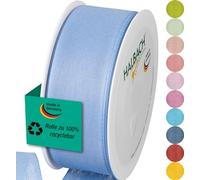 Halbach Seidenbänder Cinta de regalo | Ancho 40 mm Longitud 25 m | Cinta de lazo fabricada en Alemania | Cintas de regalo en variedad de colores y anchos, perfecta para envolver y decorar, color: azul