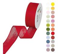 Halbach Seidenbänder Cinta de regalo | Ancho 40 mm Longitud 25 m | Cinta de lazo fabricada en Alemania | Cintas de regalo en variedad de colores y anchos, perfecta para envolver y decorar, color: rojo