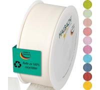 Halbach Seidenbänder - Cinta de regalo de 40 mm de ancho y 25 m de largo, fabricada en Alemania, en una variedad de colores y anchos, perfecta para embalaje y decoración, color crema