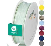 Halbach Seidenbänder Cinta de regalo de alta calidad con borde de alambre, ancho de 25 mm, longitud de 25 m, cinta con certificado Öko-Tex 100, cinta de tafetán fabricada en Alemania, color: menta