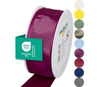 Halbach Seidenbänder Cinta de regalo de alta calidad con borde de alambre, ancho de 40 mm, longitud de 25 m, cinta de tafetán certificada Öko-Tex 100, fabricada en Alemania, color: morado
