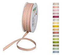Halbach Seidenbänder Cinta decorativa con bordes de lino. Ancho: 7 mm, longitud: 30 m. Cinta de regalo para decorar manualidades o diseñar. Cinta decorativa de bricolaje, color: albaricoque/lino