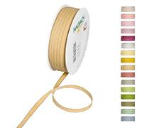 Halbach Seidenbänder Cinta decorativa con bordes de lino. Ancho: 7 mm, longitud: 30 m. Cinta de regalo para decorar manualidades o diseñar. Cinta decorativa de bricolaje. Color: amarillo miel