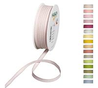 Halbach Seidenbänder Cinta decorativa con bordes de lino. Ancho: 7 mm, longitud: 30 m. Cinta de regalo para decorar manualidades o diseñar. Cinta decorativa de bricolaje. Color: rosa pálido/lino