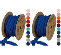 Halbach Seidenbänder Cordón de algodón Reciclado, Ancho: 10 mm/Longitud 4 Metros, Hilo de algodón sostenible para macramé, cordón Natural para Manualidades, Color: Azul (Paquete de 2)