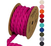 Halbach Seidenbänder Cordón de algodón Reciclado, Ancho: 10 mm/Longitud 4 Metros, Hilo de algodón sostenible para macramé, cordón Natural para Manualidades, Color: Rosa